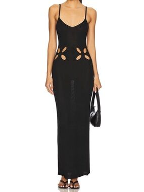 Black Cutout Knit Bodycon Maxi Dress - Women